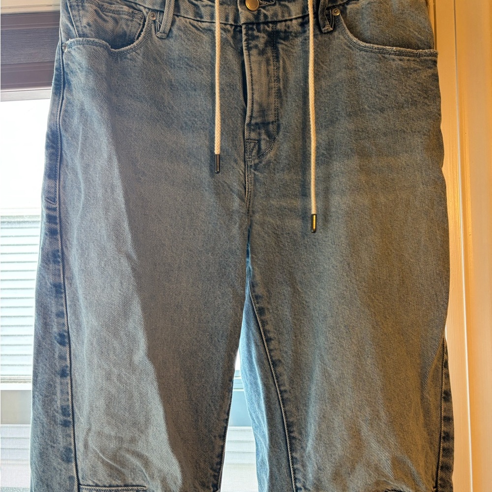 Good American Drawstring Wide Leg Jeans